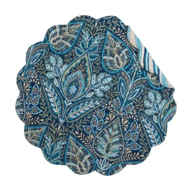 C & F Home C&f Home Bailey Blue 100% Cotton Round Single Quilted Placemat 17"