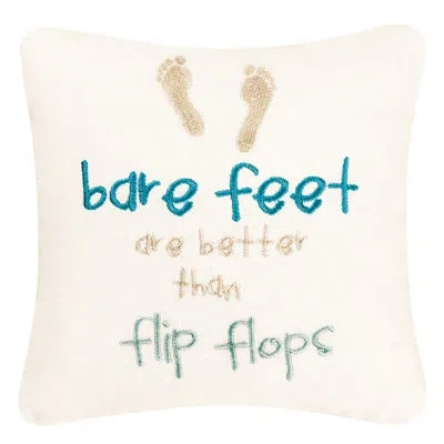 C & F Home Bare Feet/flip Flops Embroidered Throw Pillow In Tan
