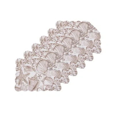 C & F Home C&f Home Barley Coast Shells 100% Cotton Quilted Set Of 6 Placemats 13" X 19" In Brown