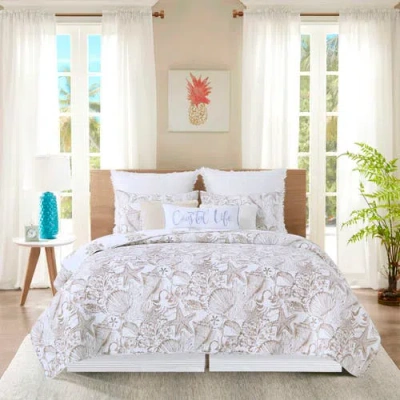 C & F Home C&f Home Barley Coast Shells Cotton Blend Twin Bed 2-piece Quilt Set In Neutral