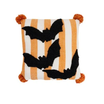 C & F Home C&f Home Bats Halloween Mini Hooked Accent Pillow In Orange