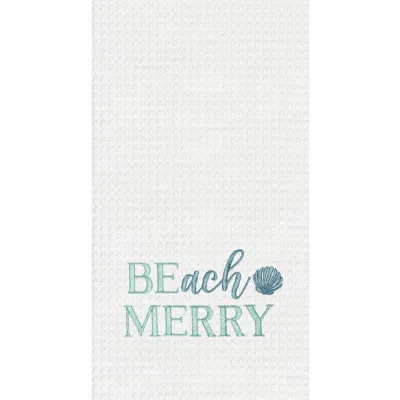 C & F Home C&f Home Beach Merry Coastal Embroidered Christmas Towel In White