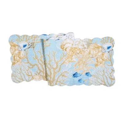 C & F Home C&f Home Belmont Reef Reversible Graphic Print Machine Washable Quilted Table Runner 14" X 51" In Yellow