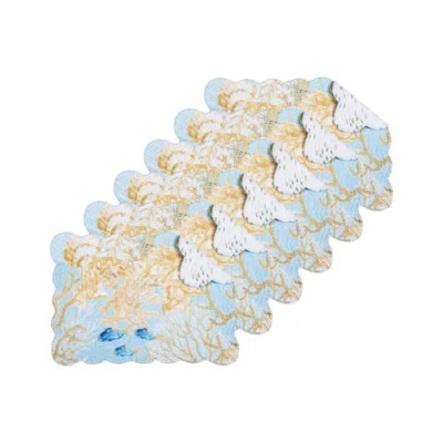 C & F Home C&f Home Belmont Reef Reversible Machine Washable Scallop Quilt Placemats Set Of 6 In Multi