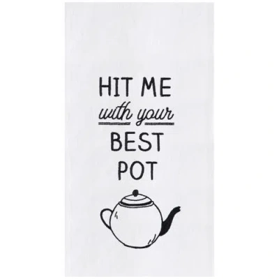 C & F Home C&f Home Best Tea Pot Kitchen And Bathroom Embroidered Hand Towel In Black