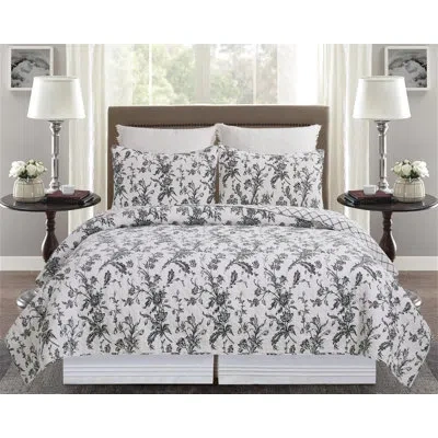 C & F Home Bleighton Cotton Reversible Quilt Set In Black