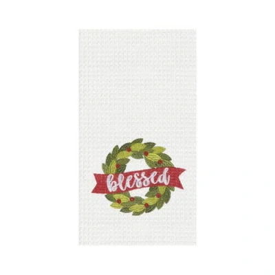 C & F Home C&f Home Blessed Wreath Embroidered Waffle Weave Kitchen Towel Decor In Multi