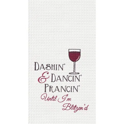 C & F Home C&f Home Blitzen'd Waffle Weave Kitchen Towel In White