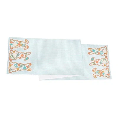 C & F Home C&f Home Blossom Bunny Trio Table Runner 14" X 72" In Blue
