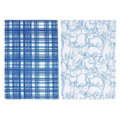C & F Home C&f Home Blue Bunnies & Plaid Easter Spring Theme Kitchen Dishtowels Set Of 2