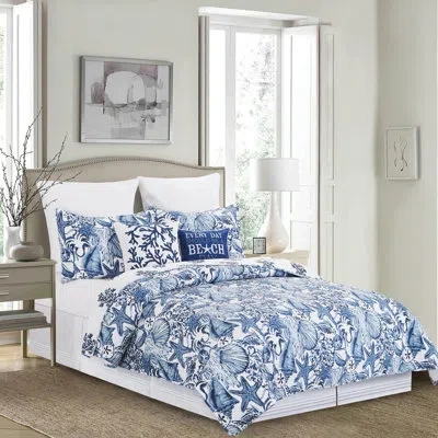 C & F Home Blue Coast Cotton Reversible Quilt