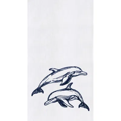 C & F Home C&f Home Blue Dolphins Kitchen And Bathroom Embroidered Hand Towel