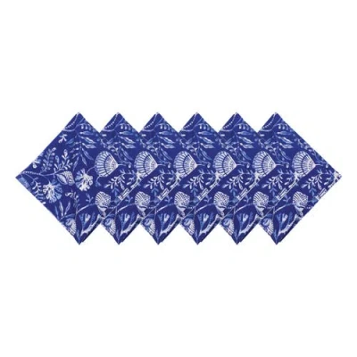 C & F Home C&f Home Blue Reef Reversible Graphic Print Machine Washable Hemstitch Napkins Set Of 6