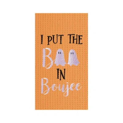 C & F Home C&f Home Boo In Boujee Ghost Embroidered Cotton Halloween Waffle Weave Kitchen Towel In Orange