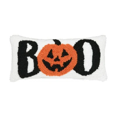 C & F Home C&f Home "boo" Jack O' Lantern Hooked Halloween Petite Accent Pillow 6" X 12" In White