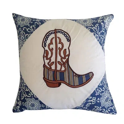 C & F Home Boot Embroidered Pillow In Blue;white