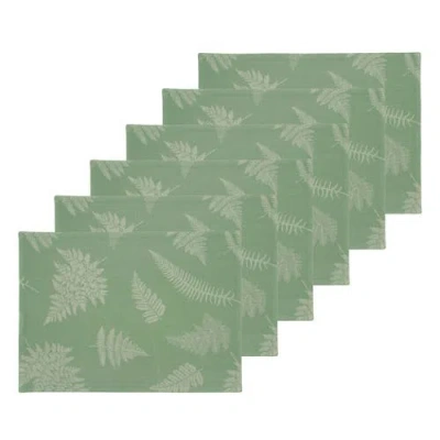 C & F Home C&f Home Botanical Fern Jacquard Reversible Machine Washable Jacquard Placemats Set Of 6 In Green