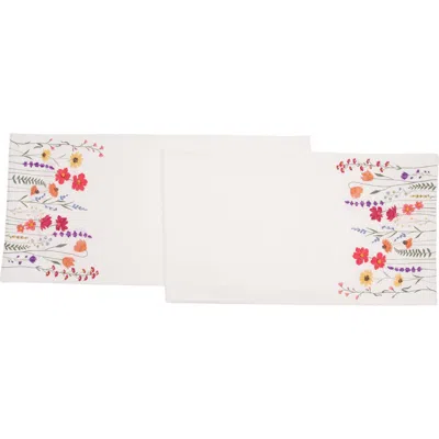 C & F Home C&f Home Botanical Field Woven Machine Washable Table Runner 14" X 72" In White