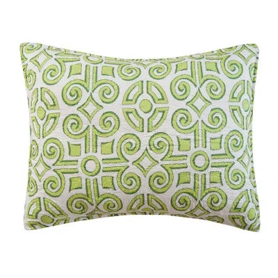 C & F Home Boxwood Abbey Green Garden Cotton Standard Sham In White;green