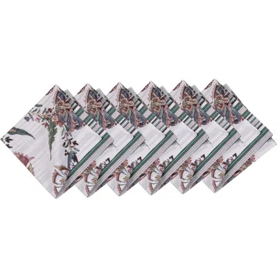 C & F Home C&f Home Braelyn Abstract Botanicals Striped  Set Of 6 Cloth Napkins In Multi