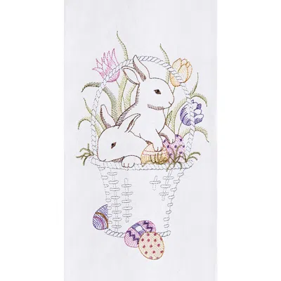 C & F Home C&f Home Bunny Basket Garden Purple Green Rabbit Easter Egg Spring Flour Sack Kitchen Dishtowel In Multi