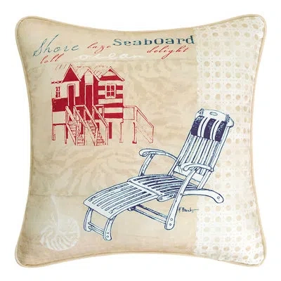 C & F Home Cabana Beach Seaboard High Definition Pillow In Blue;red;cream