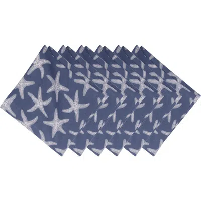 C & F Home C&f Home Calming Seas Starfish Reversible Hemstitch Napkins Set Of 6 In Blue