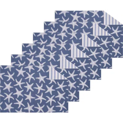 C & F Home C&f Home Calming Seas Starfish Reversible Placemats Set Of 6 In Blue