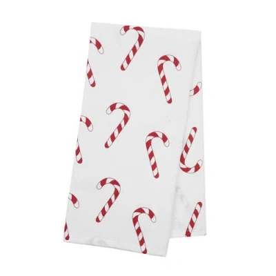 C & F Home C&f Home Candy Cane Wishes Towel In White