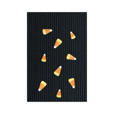 C & F Home C&f Home Candy Corn Halloween Waffle Weave Embroidered Cotton Kitchen Towel In Black