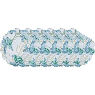 C & F Home C&f Home Cape Canaveral Reversible Round Set Of 6 Placemats 17" In Blue