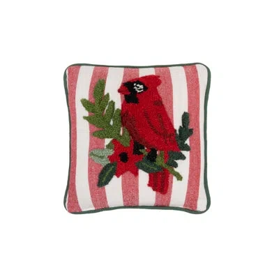 C & F Home Cardinal Bird Christmas Hooked Throw Pillow 12" X 12" In Red Christmas 2