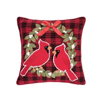 C & F Home Cardinal Plaid Wreath Tufted Throw Pillow
