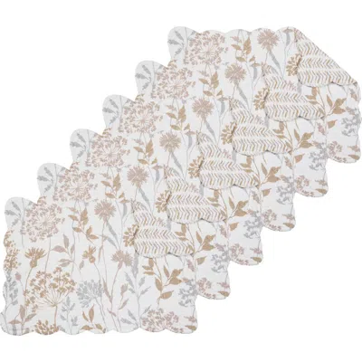 C & F Home C&f Home Carmella Fields 100% Cotton Quilted Set Of 6 Placemats 13" X 19" In White