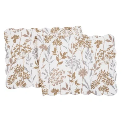 C & F Home C&f Home Carmella Timeless Botanical Fields Quilted Table Runner 14" X 51" In White