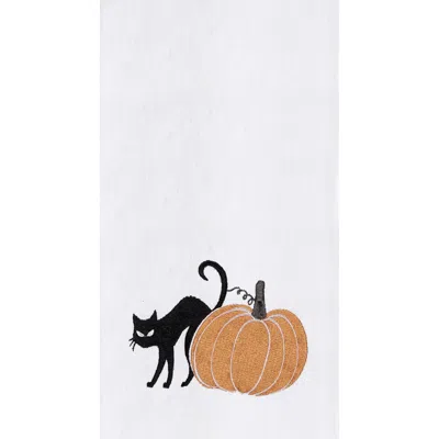 C & F Home C&f Home Cat And Pumpkin Embroidered Halloween Towel In Multi