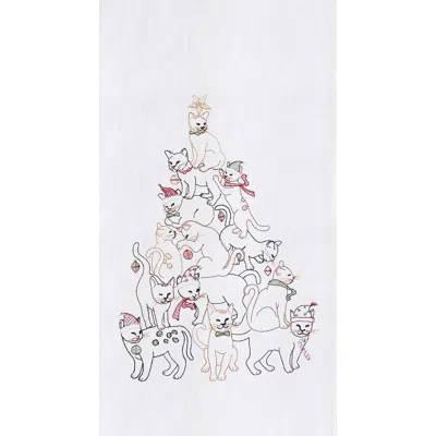 C & F Home C&f Home Cat Christmas Tree Flour Sack Kitchen Towel In White