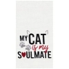 C & F Home C&f Home Cat Is My Soulmate Kitchen And Bathroom Embroidered Waffle Hand Towel In Black