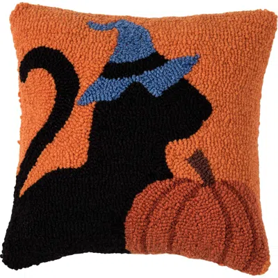 C & F Home C&f Home Cat Witch Halloween Mini Hooked Accent Pillow In Brown