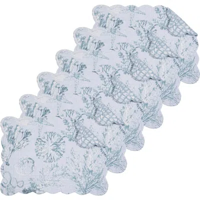 C & F Home C&f Home Cerulean Breeze 100% Cotton Set Of 6 Placemats 13" X 19" In Blue