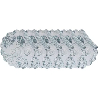 C & F Home C&f Home Cerulean Breeze Reversible Round Set Of 6 Placemats 17" In Blue