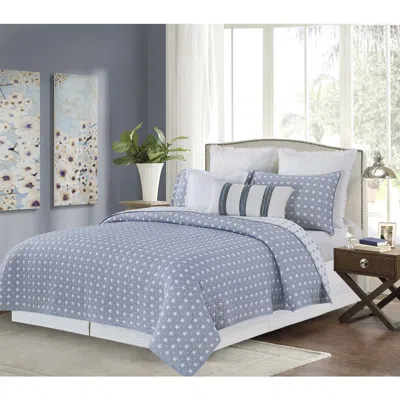 C & F Home C&f Home Chambray Star Full/queen3-piece Quilt Bedding Set In Blue