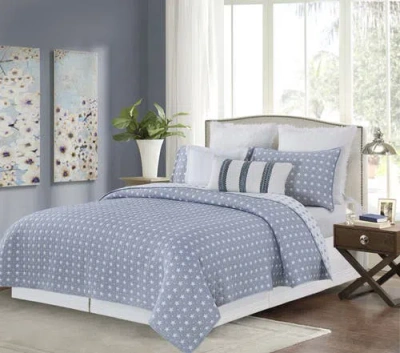 C & F Home C&f Home Chambray Star Twin 2-piece Coverlet Bedding Set In Blue