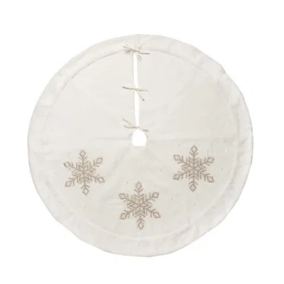 C & F Home C&f Home Champagne Snowflake Tree Skirt In White