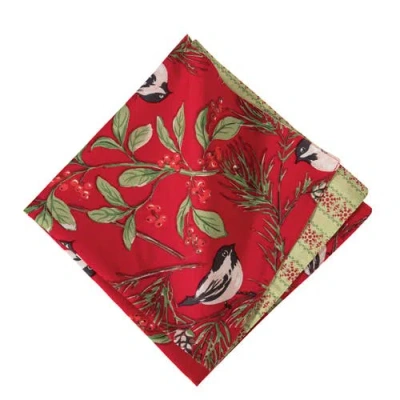 C & F Home C&f Home Chickadee Red Napkin Set Of 6