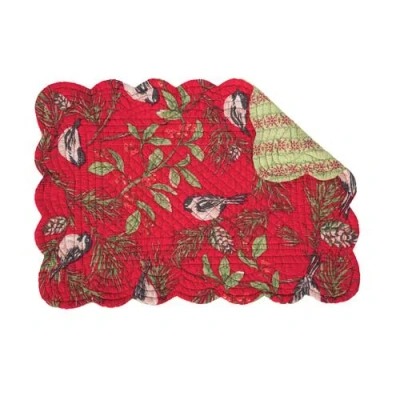 C & F Home C&f Home Chickadee Red Placemats Set Of 6, 13" X 19"