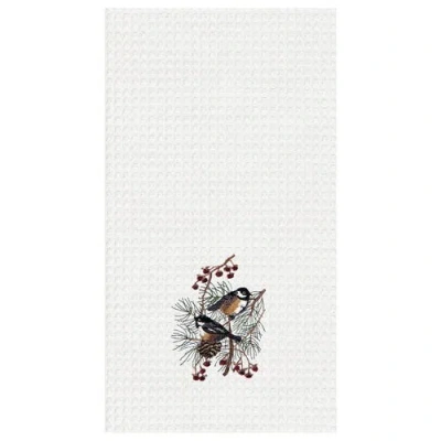 C & F Home C&f Home Chickadees Waffle Weave Cotton Kitchen Towel In White
