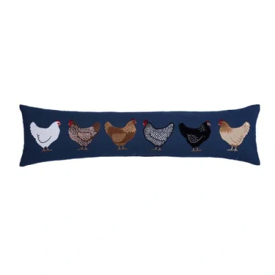 C & F Home C&f Home Chicken Hen Breeds Oblong Embroidered Throw Pillow, 8" X 30" In Blue
