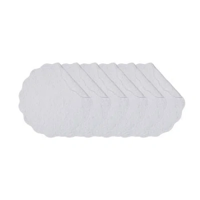 C & F Home C&f Home Christiana White Reversible Machine Washable Round Scallop Quilt Placemats Set Of 6