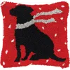 C & F Home C&f Home Christmas Black Dog W/ Scarf Silhouette Petite Hooked Accent Pillow, 8" X 8" In Red